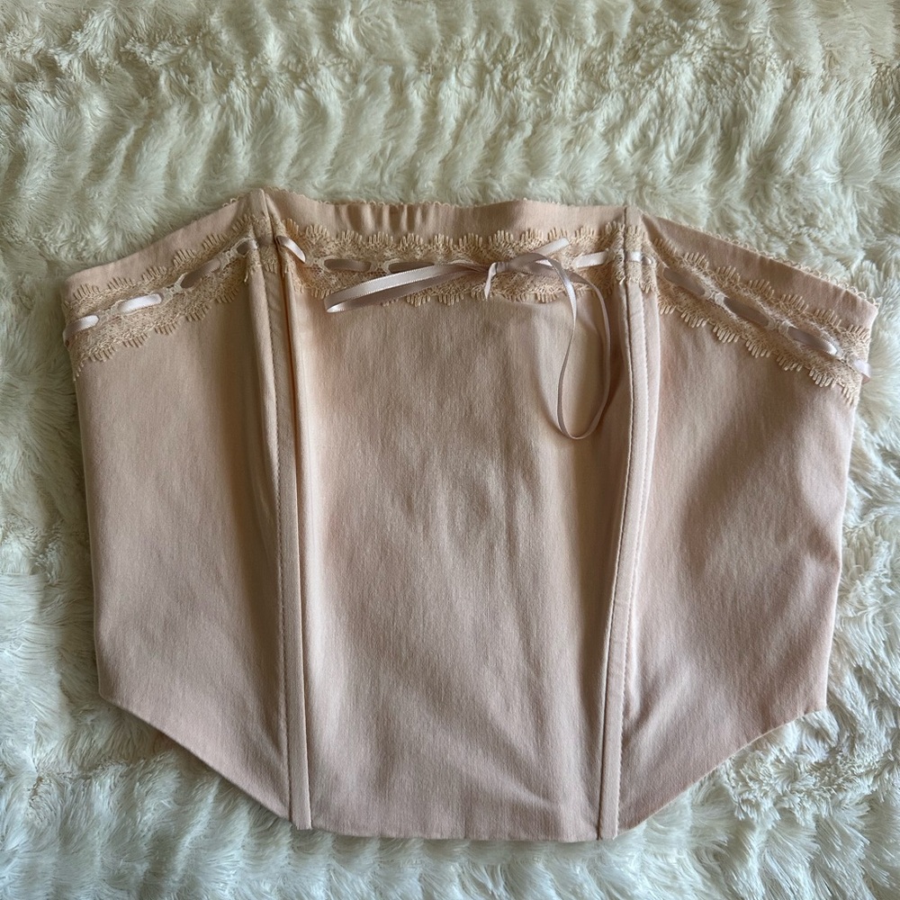 Beverly and Beck Pink Lace Corset Top